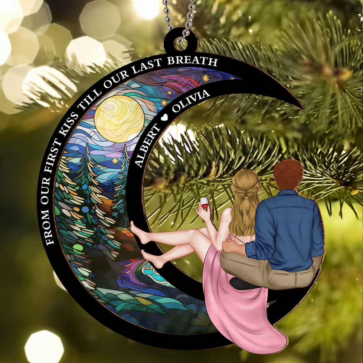 Love You To The Moon And Back - Personalized Custom Suncatcher Ornament