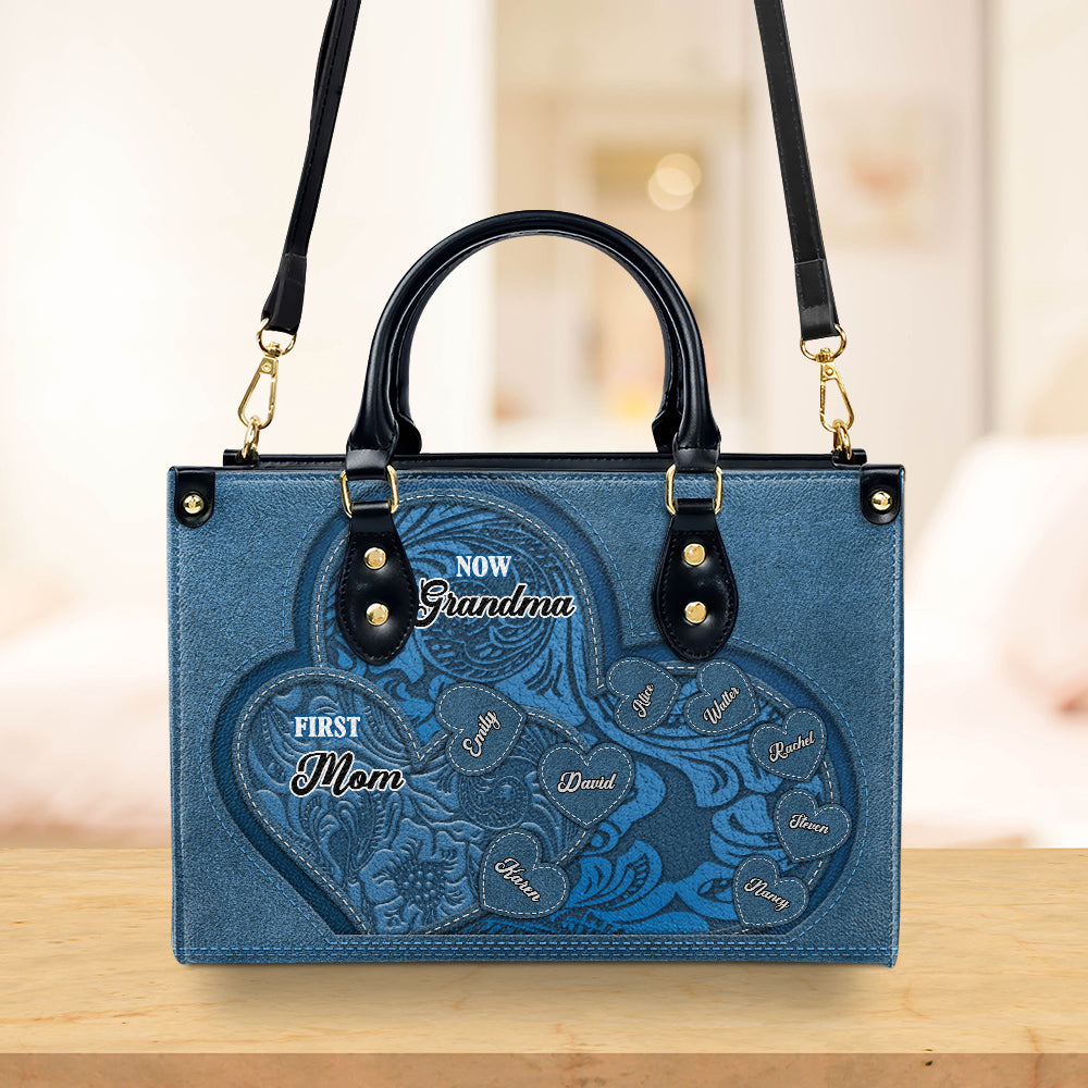 First Mom Now Grandma - Personalized Custom Leather Bag