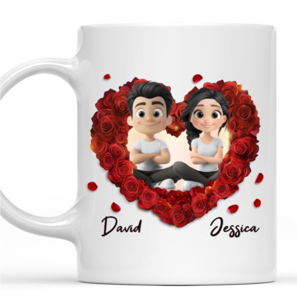 Romantic Red Rose Couple - Personalized Custom Coffee Mug
