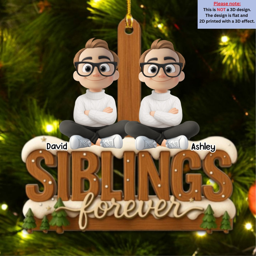 Connected by Heart Always - Personalized Custom 3D Effect Wood Ornament