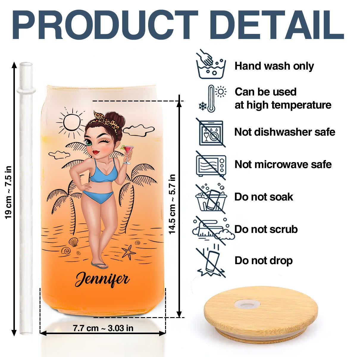 Tanned And Tipsy - Personalized Custom Ombre Frosted Glass Can