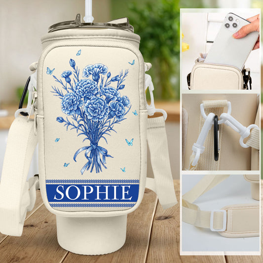 Grandma Love Grow Here - Personalized Custom Water Bottle Carrier Bag