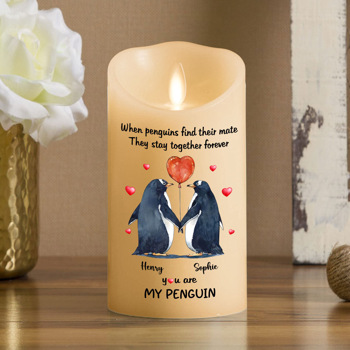 You Are My Penguin - Personalized Custom LED Candle