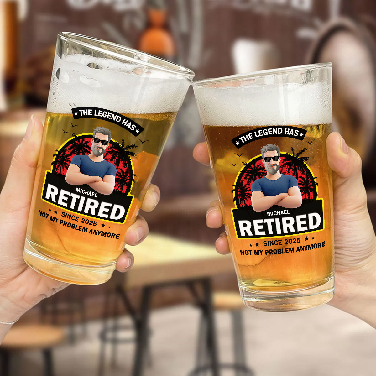 Dad The Legend - Personalized Custom Beer Glass