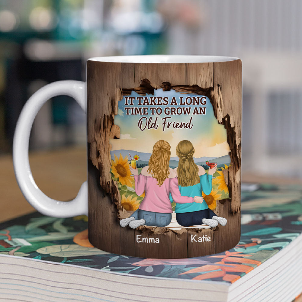 Friendship Is A Journey That Lasts A Lifetime - Personalized Custom Coffee Mug