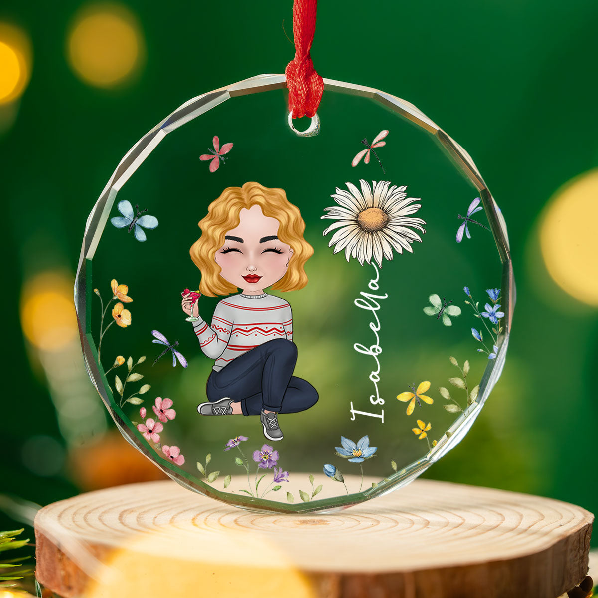 Bloom Girl Charm - Personalized Custom Glass Ornament