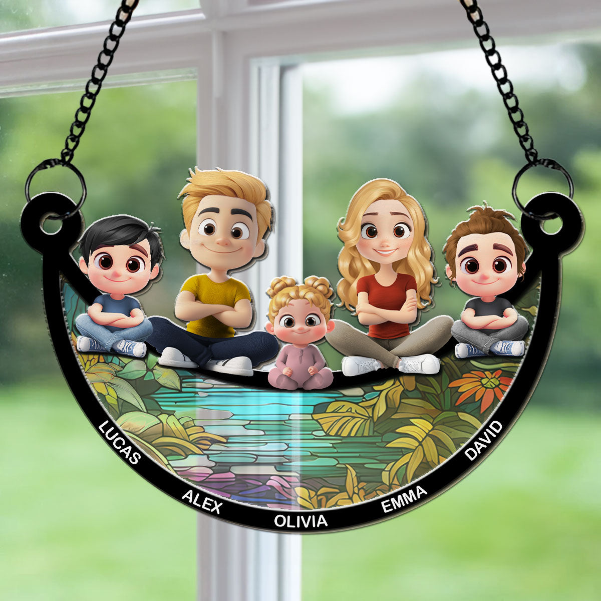 Mom We Love You To The Moon And Back - Personalized Custom Suncatcher