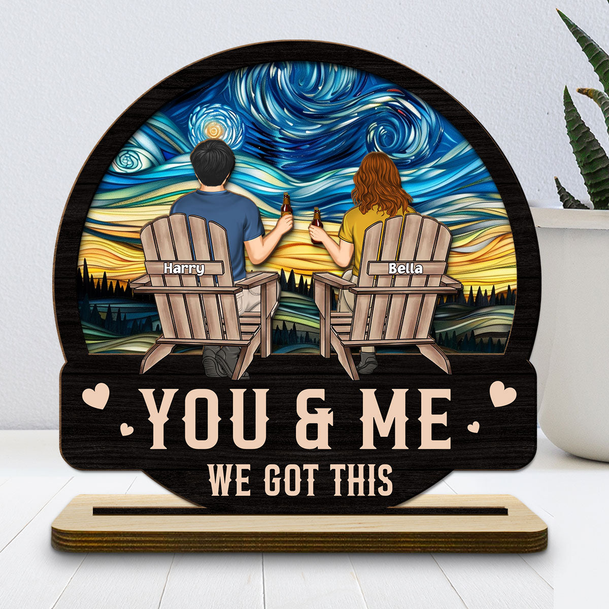 We got this - Personalized Custom 2-Layer Wood Plaque With Flat Base