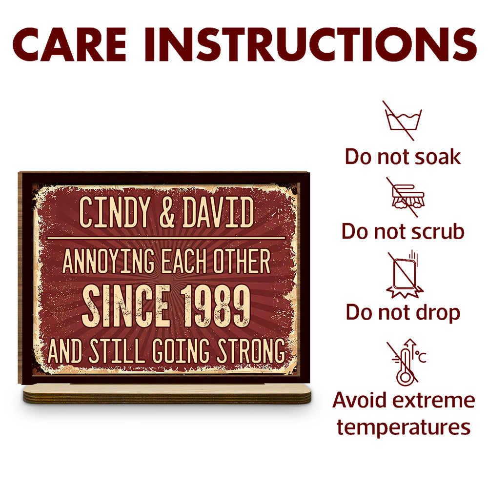 Annoying Each Other  - Personalized Custom 2-Layer Wood Plaque With Flat Base