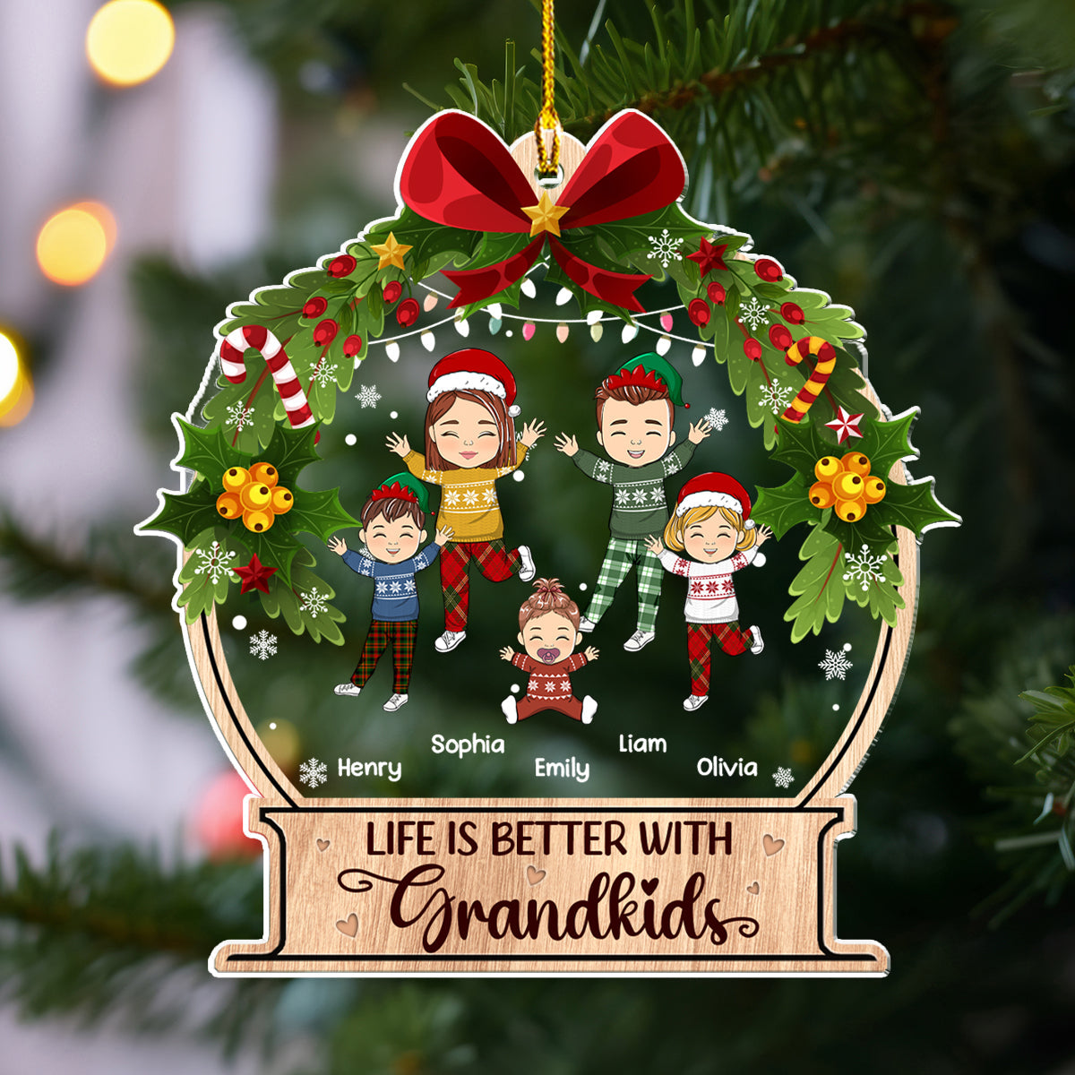Life Is Better With Grandkids - Personalized Custom Acrylic Ornament