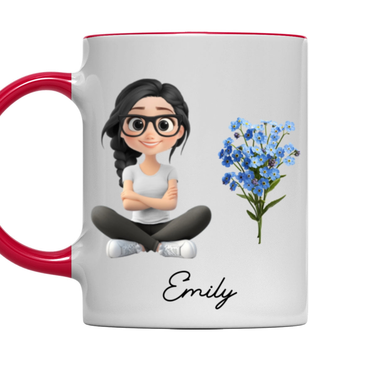 Cartoon Girl - Personalized Custom Accent Mug
