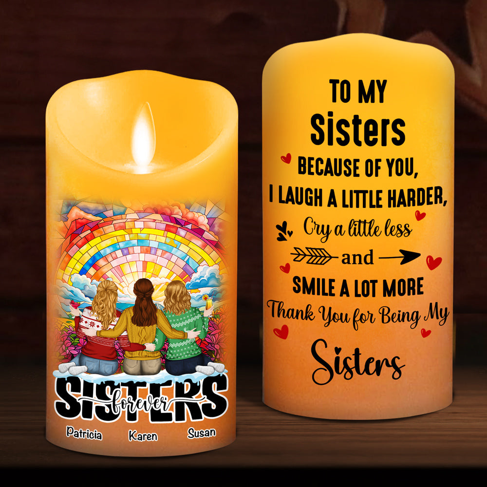 Because of You I Laugh a Little Harder Version 2 - Personalized Custom LED Candle