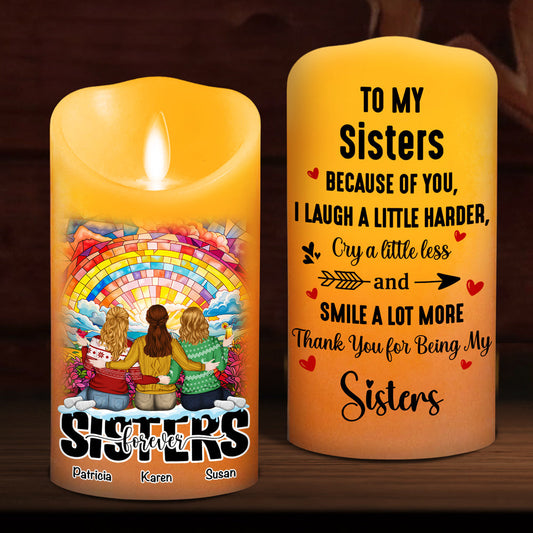 Because of You I Laugh a Little Harder Version 2 - Personalized Custom LED Candle