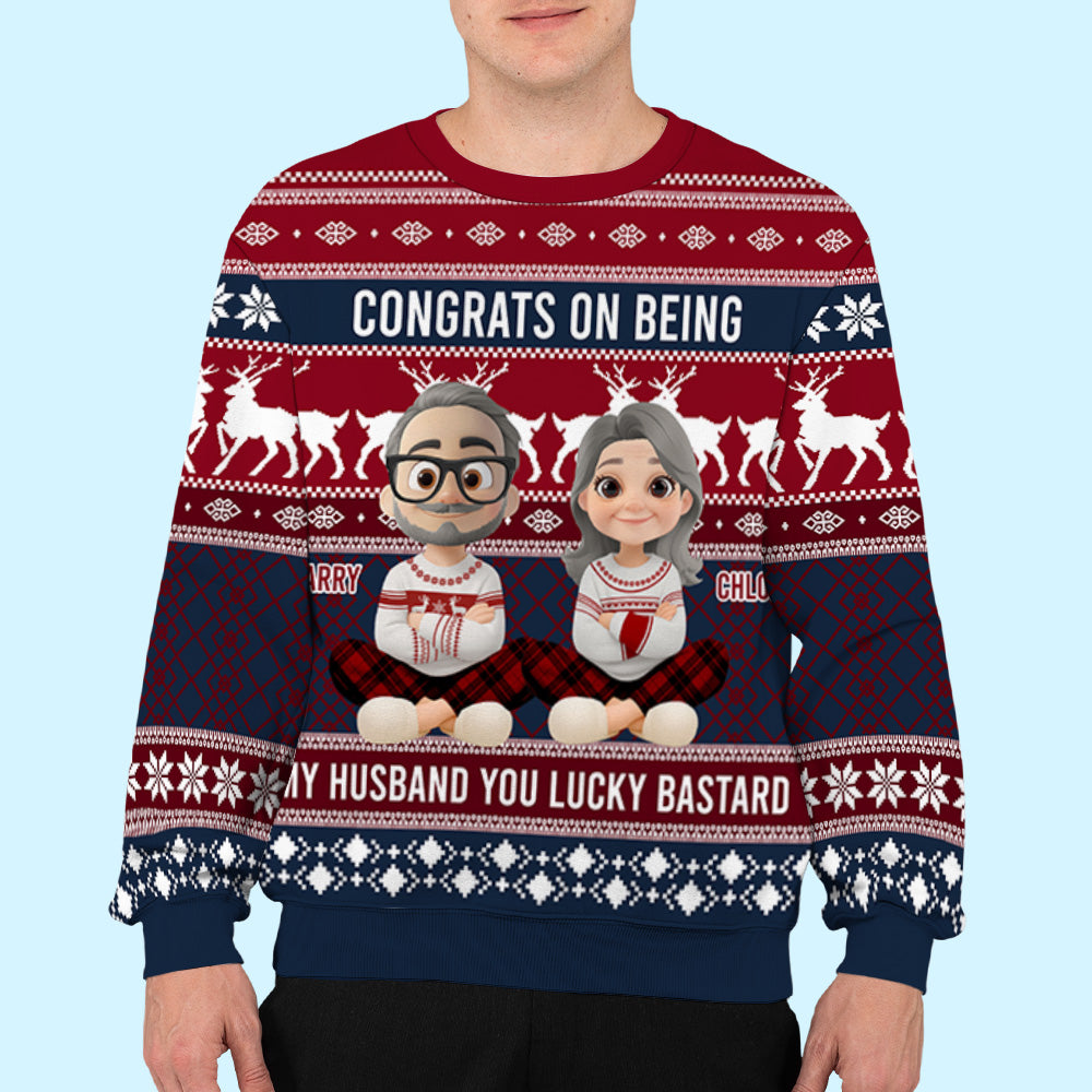 Congrats My Husband - Personalized Custom All-Over-Print Sweatshirt