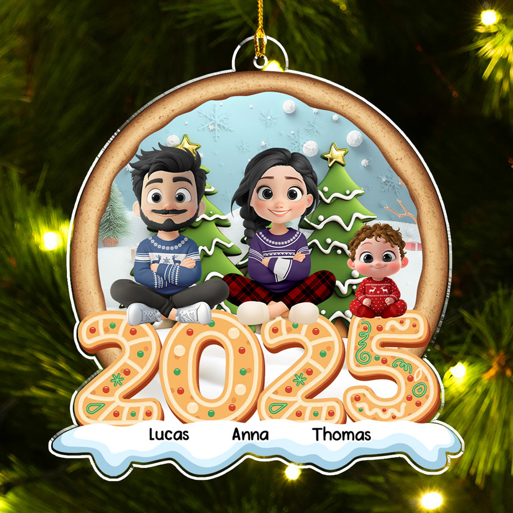Cozy Christmas Family 2025 - Personalized Custom Acrylic Ornament