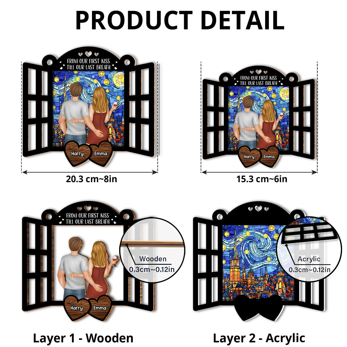 First Kiss - Personalized Custom Suncatcher