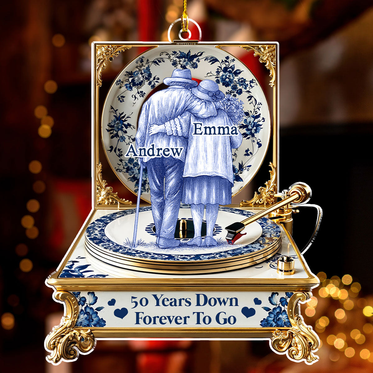 Love In Blue Toile - Personalized Custom Acrylic Ornament