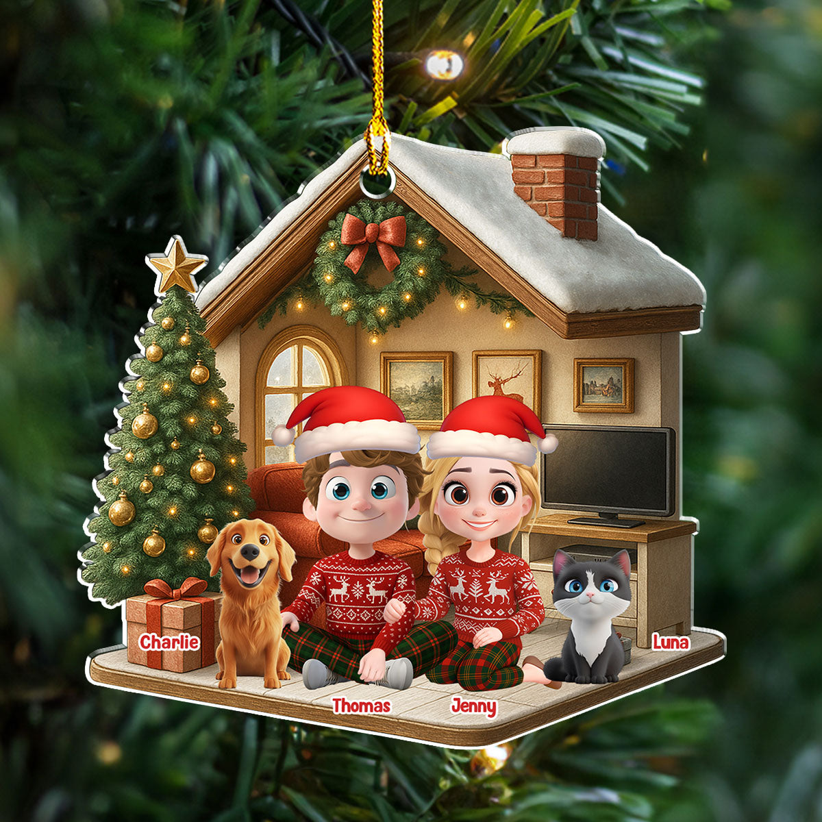 Under One Roof With Them - Personalized Custom 3D Effect Acrylic Ornament