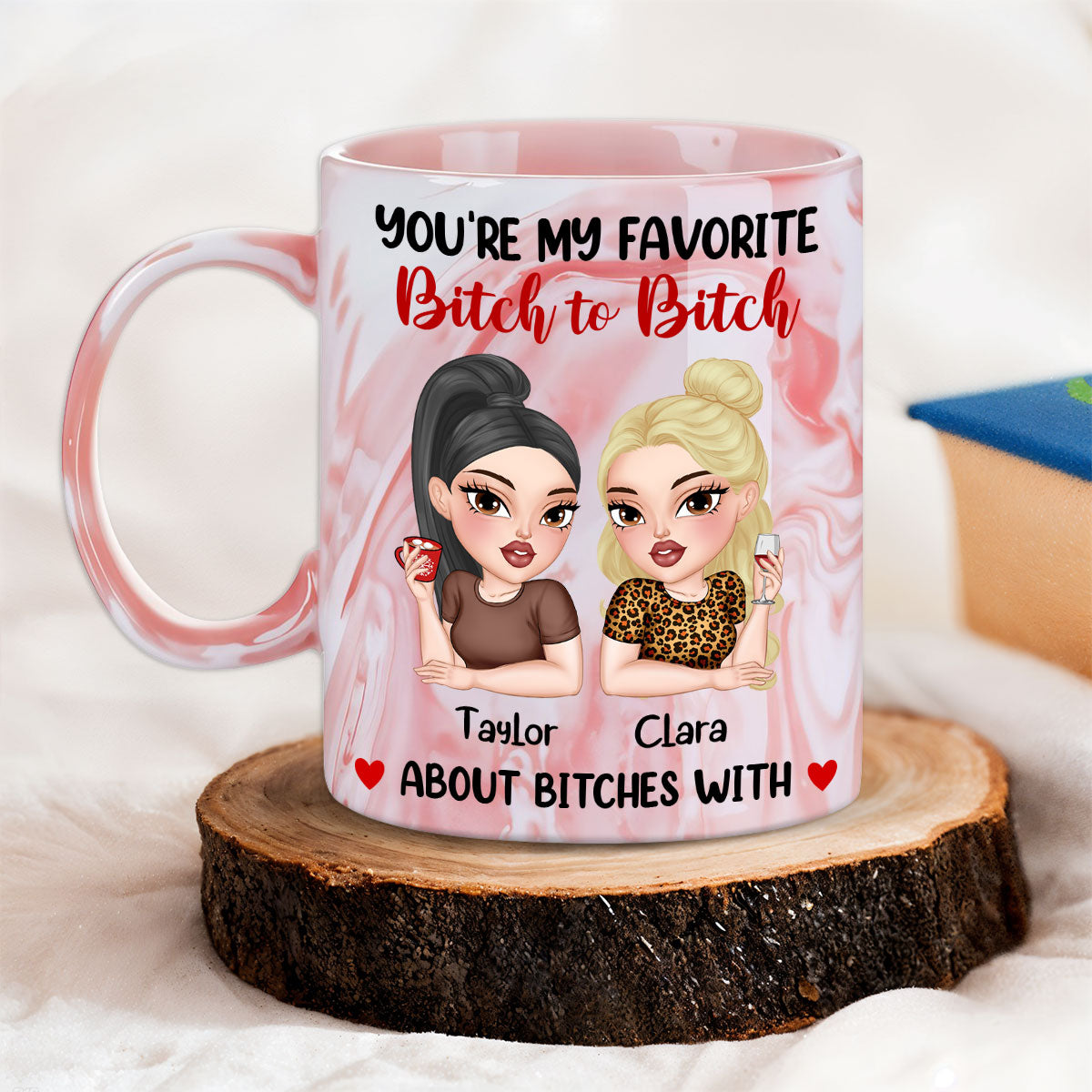 You Are My Go To Gossip Queen- Personalized Custom Pink Marble Mug