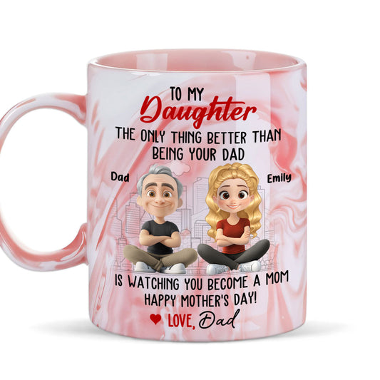 Being Your Dad Is Wonderful - Personalized Custom Pink Marble Mug
