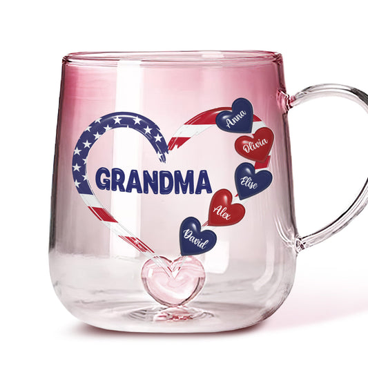 American Grandma - Personalized Custom Pink Gradient Glass Mug