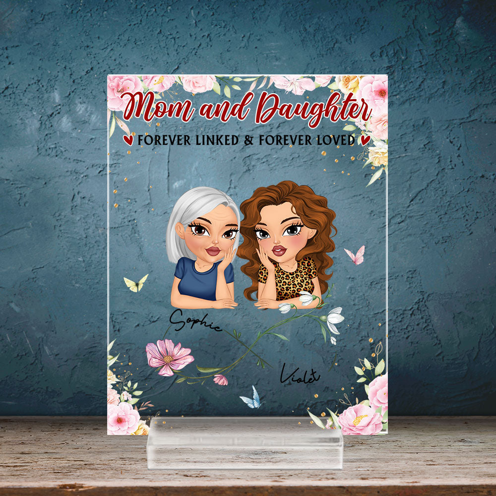 Forever Linked And Forever Loved - Personalized Custom Acrylic Plaque With Base