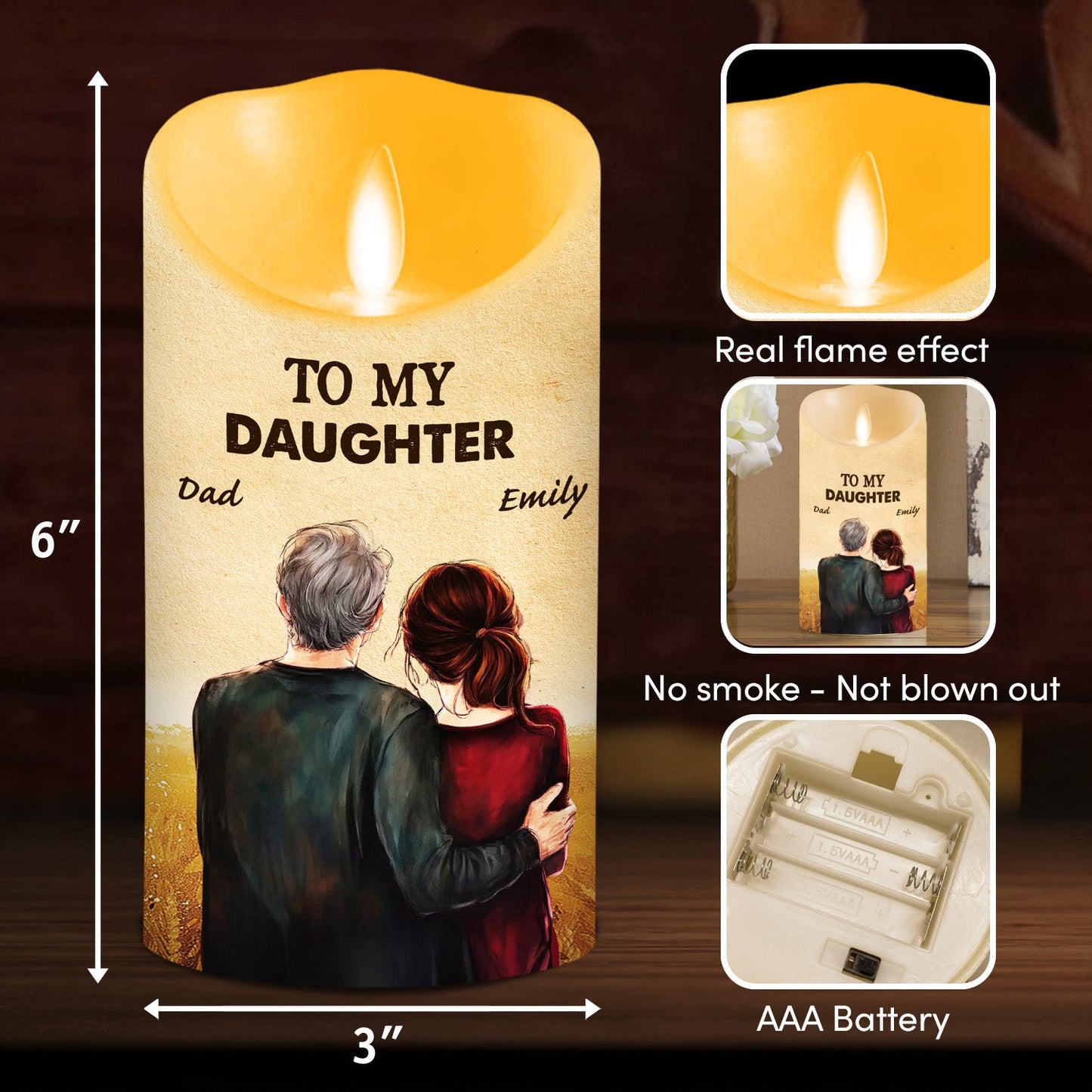 To My Daughter Love Dad - Personalized Custom LED Candle