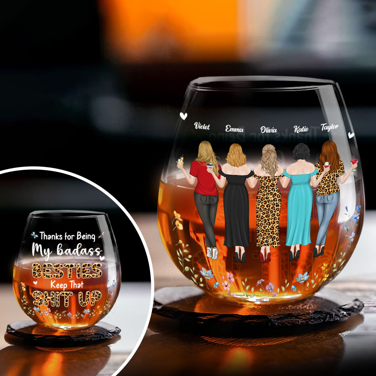 Thanks For Being My Best Friends - Personalized Custom Wine Glass