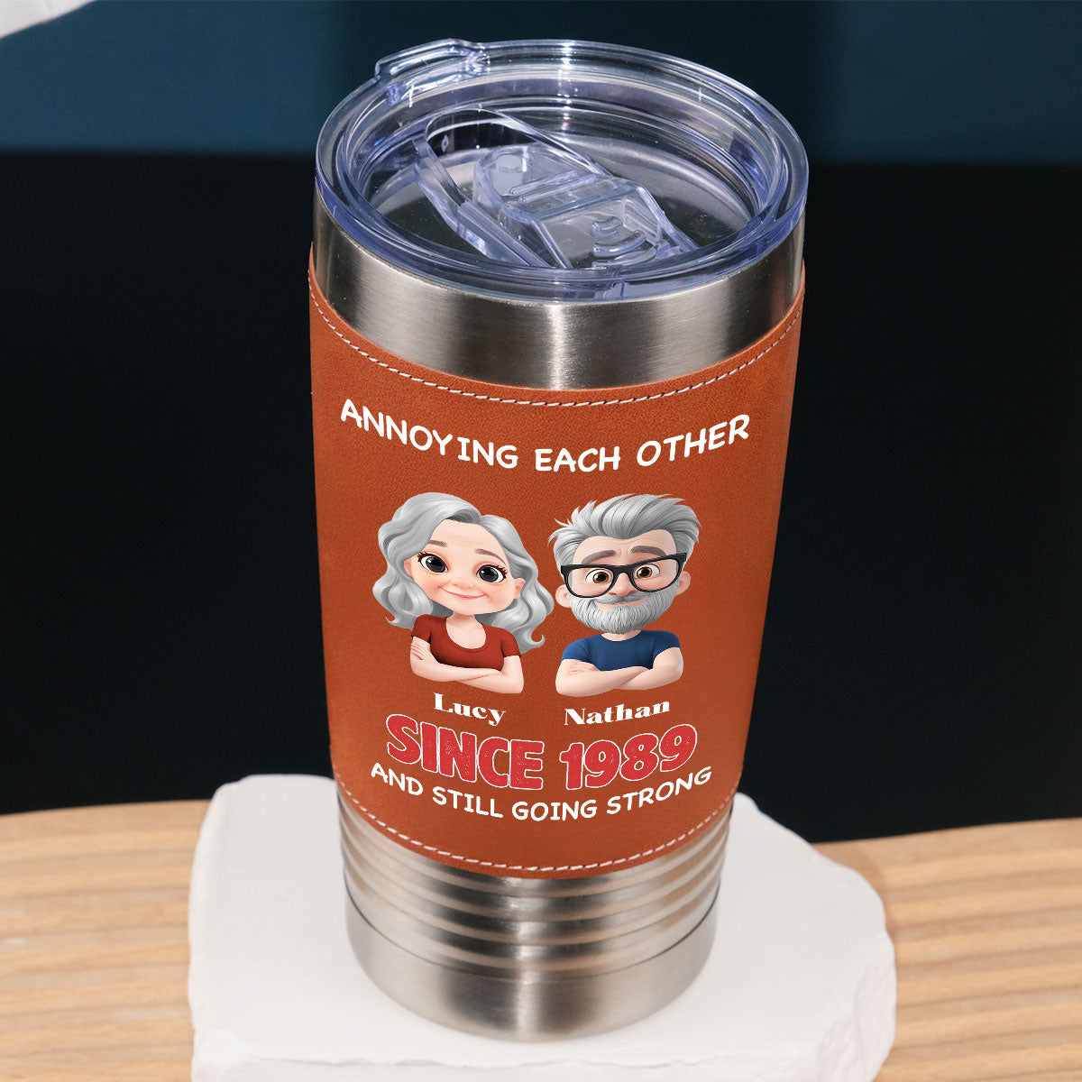 With You Forever - Personalized Custom Leather Tumbler