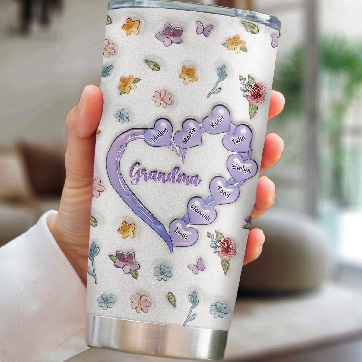 Best Grandma Ever - Personalized Custom 3D Inflated Effect Tumbler