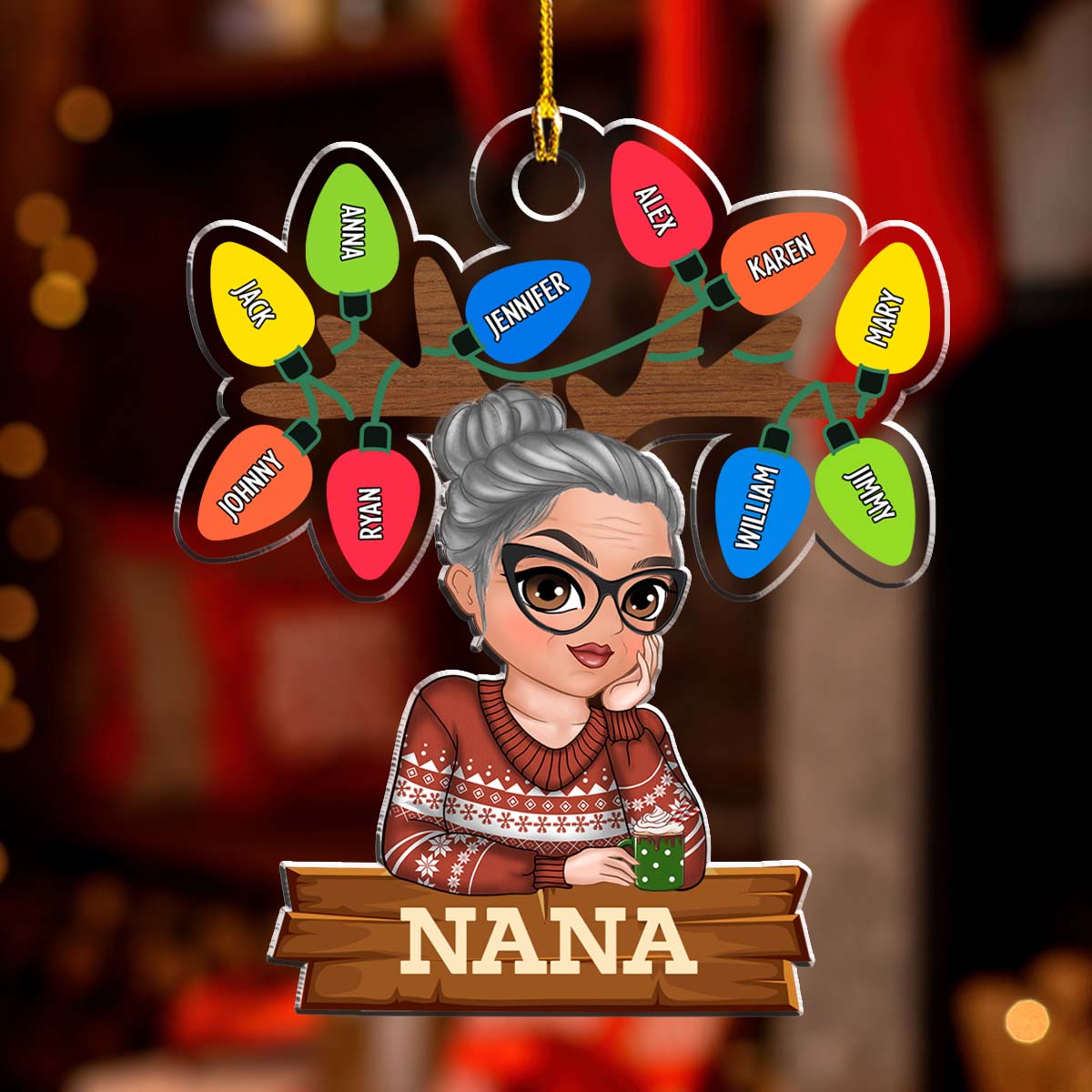 Grandma And Kids Christmas - Personalized Custom Acrylic Ornament