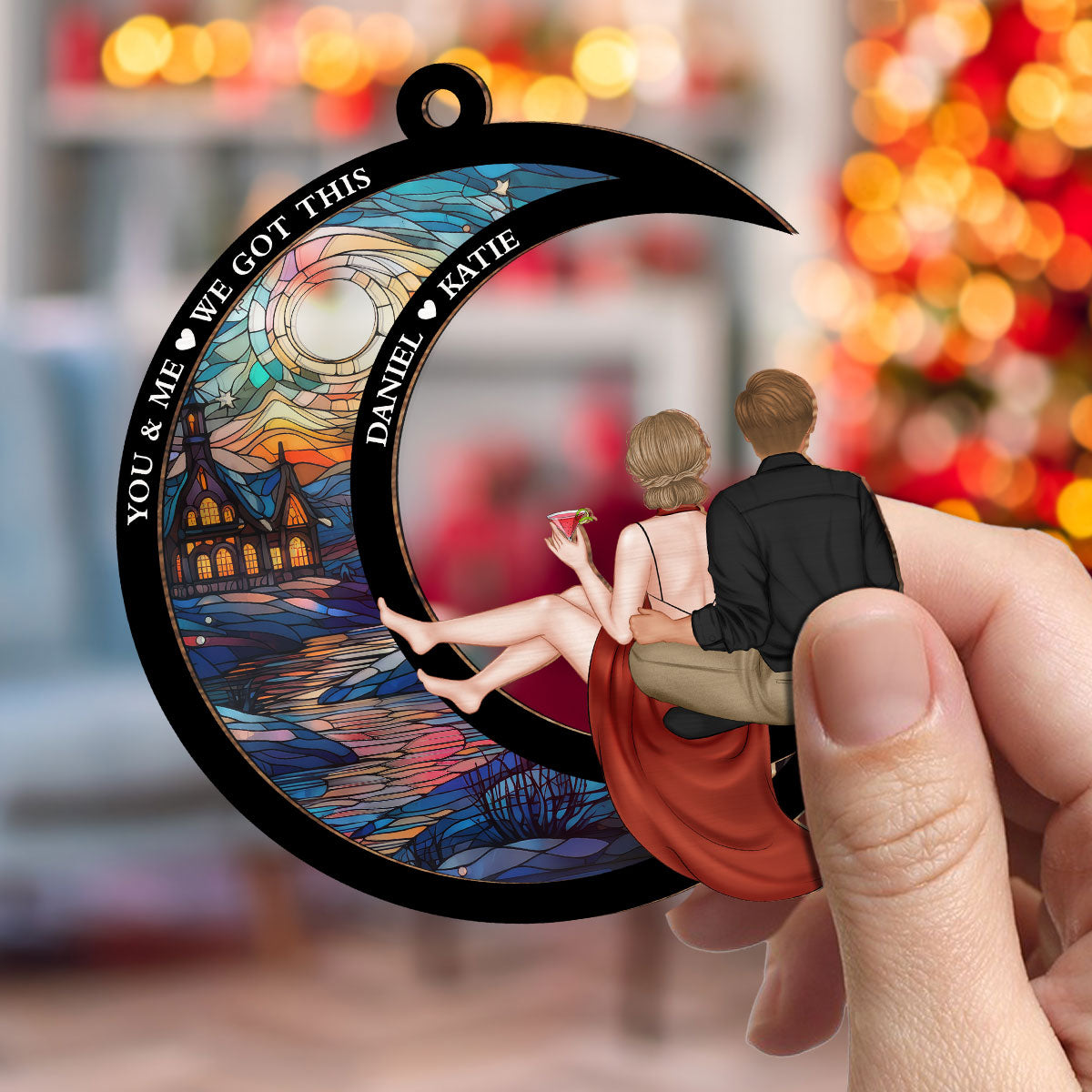 Love You To The Moon And Back - Personalized Custom Suncatcher Ornament