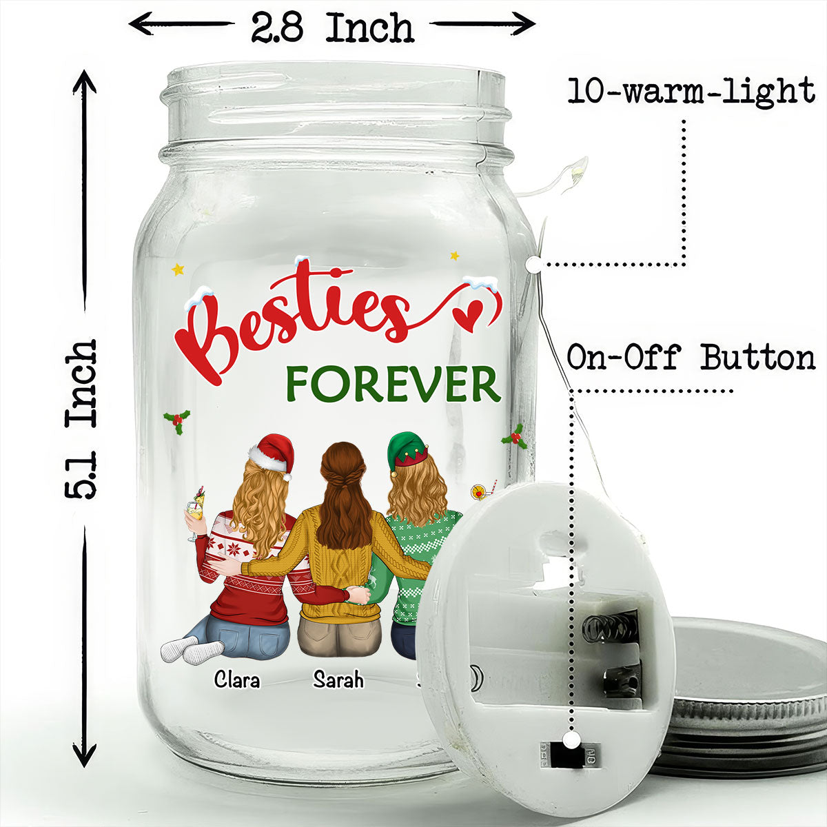 Our Friendship Christmas - Personalized Custom Mason Jar Light
