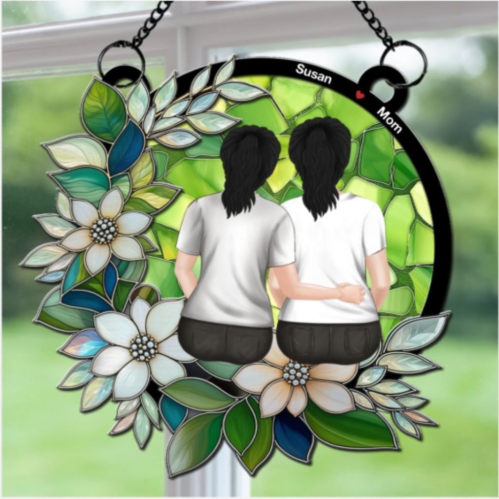 Mother And Daughter Always Connected - Personalized Custom Suncatcher