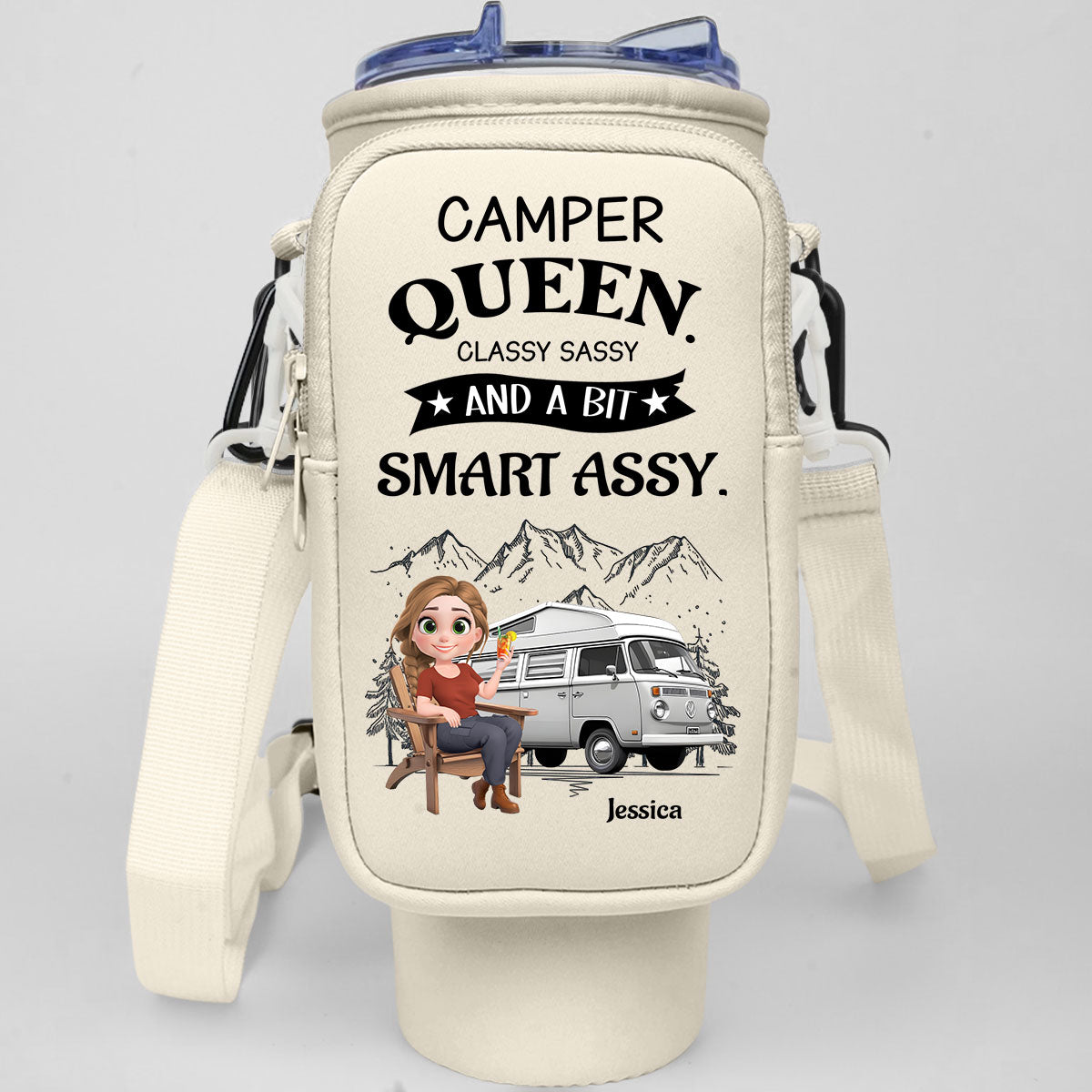 Truly A Queen Of Campers - Personalized Custom Water Bottle Carrier Bag