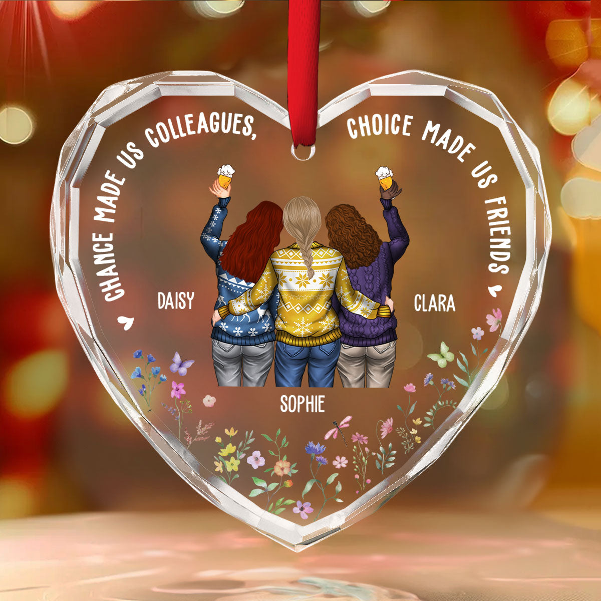 Work Made Us Colleagues - Personalized Custom Glass Ornament