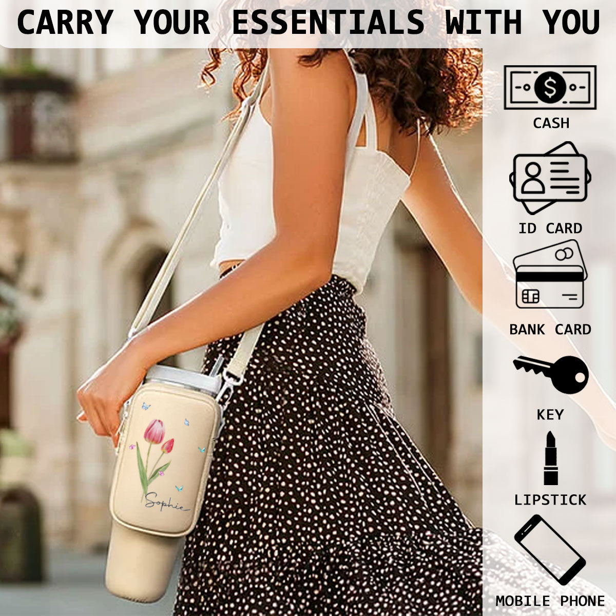 You Are The Most Beautiful Flower - Personalized Custom 40oz Water Bottle Carrier Bag