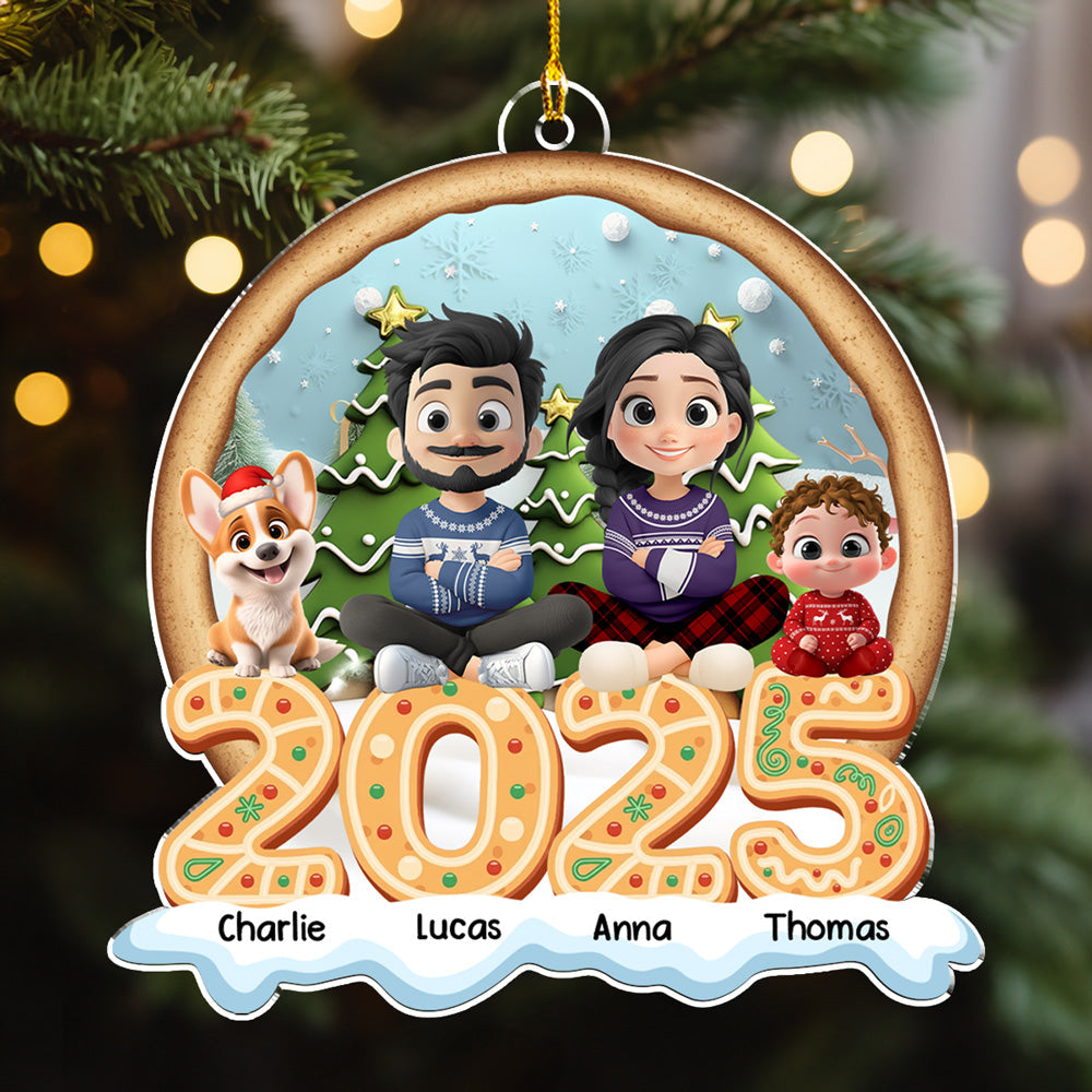 Cozy Christmas Family 2025 - Personalized Custom Acrylic Ornament