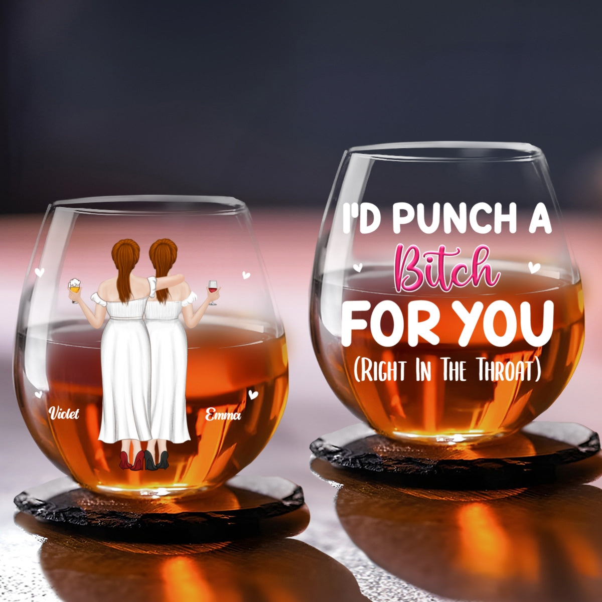 Right In The Throat - Personalized Custom Wine Glass