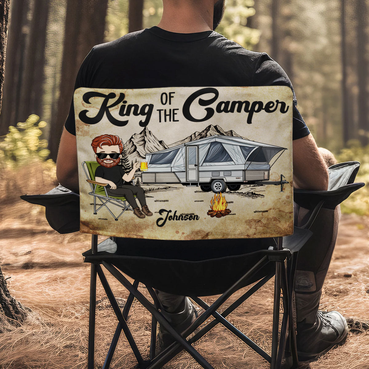 King Queen Of The Camper -  Personalized Custom Camping Chair Cover