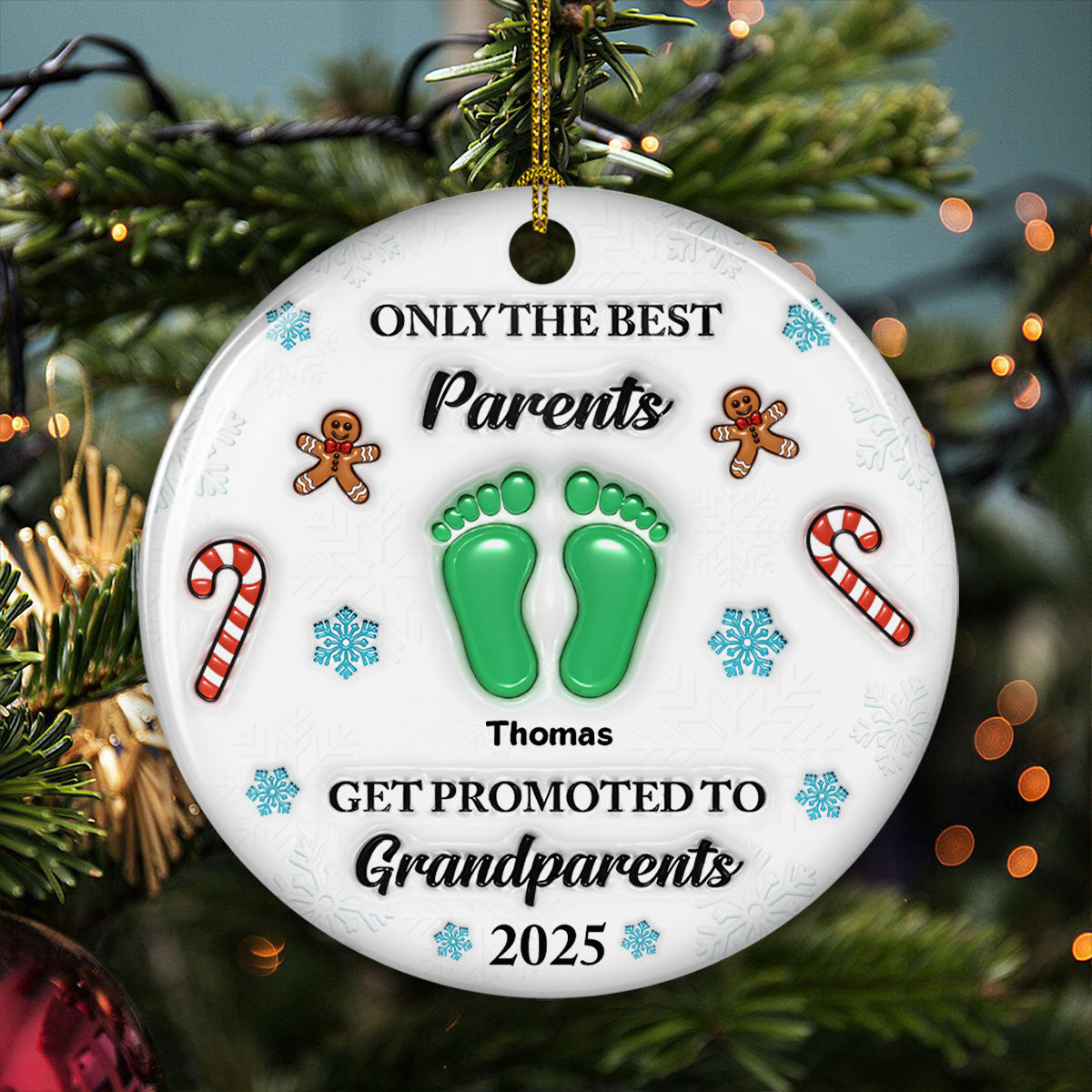 Congratulations On Your New Grandkid - Personalized Custom 3D Inflated Effect Ceramic Ornament