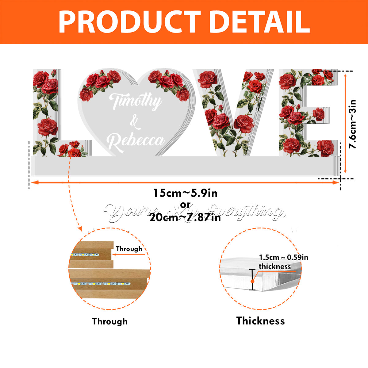 You're My Everything - Personalized Custom Acrylic 3D LED Night Light