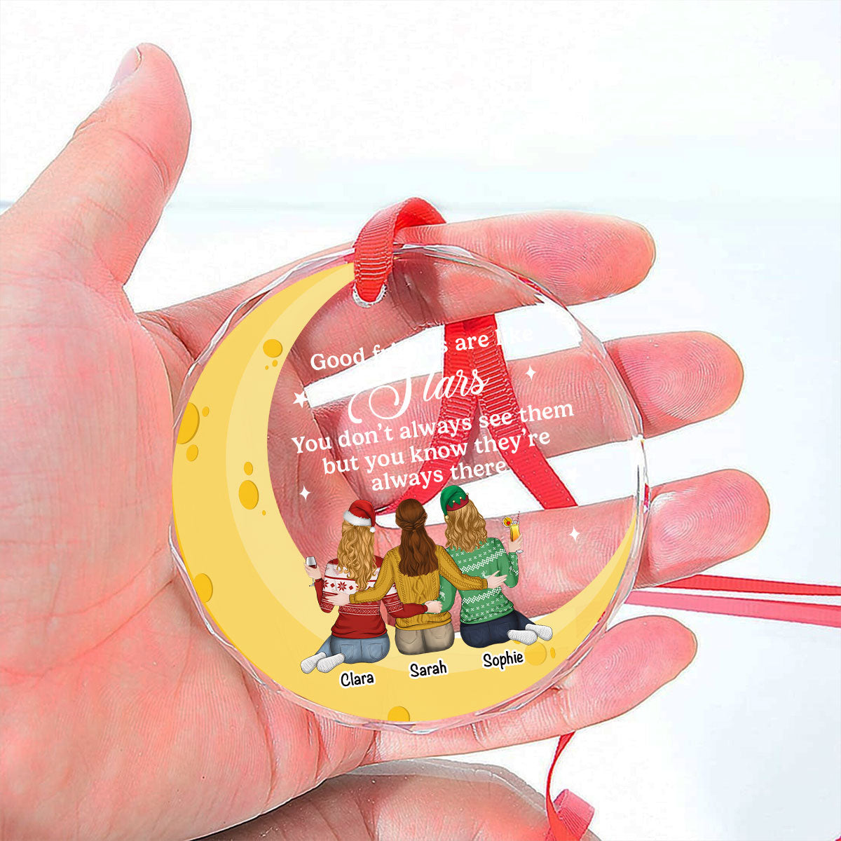 Friends Are Like Stars 2024 - Personalized Custom Glass Ornament