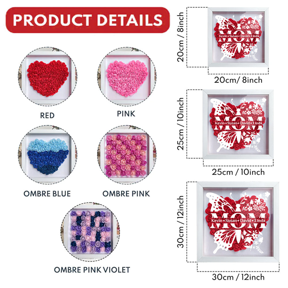 Mom Means Everything - Personalized Custom Flower Shadow Box
