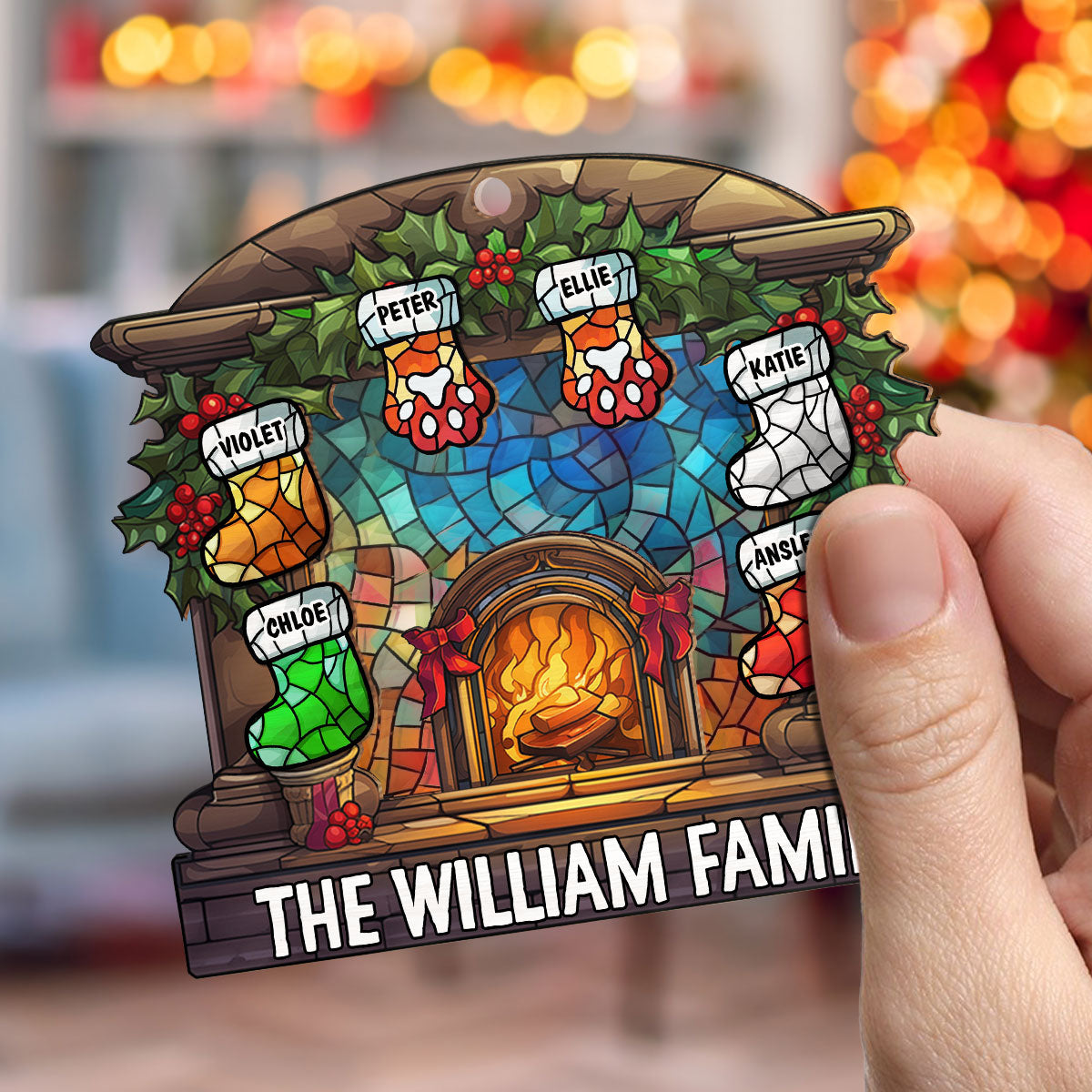 Warm Stockings - Personalized Custom Suncatcher Ornament