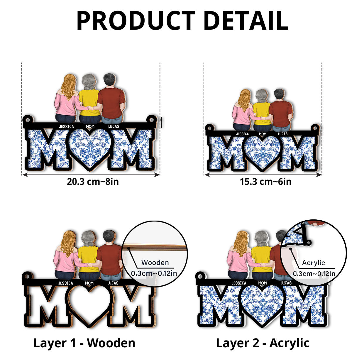 Mother And Daughter Sitting Together - Personalized Custom Suncatcher