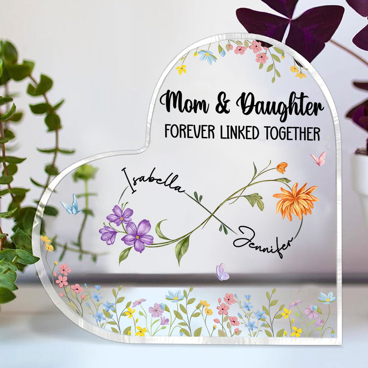 Mother And Daughter Forever Linked Together - Personalized Custom Acrylic Plaque
