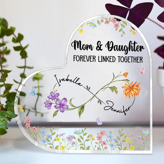 Mother And Daughter Forever Linked Together - Personalized Custom Acrylic Plaque