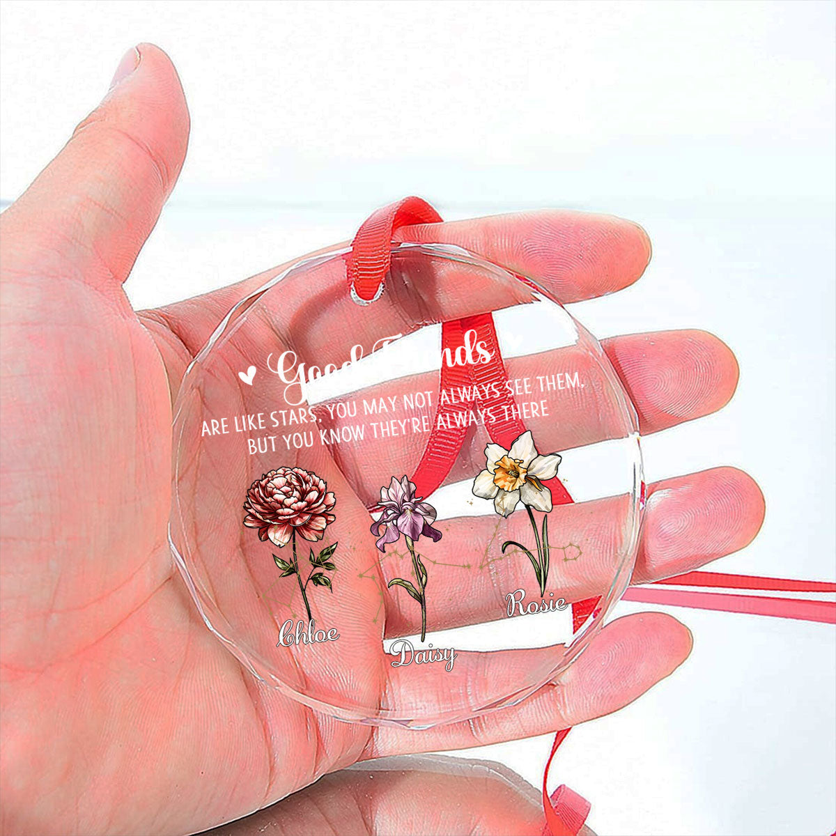 Friendship Glows Like Shining Stars - Personalized Custom Glass Ornament