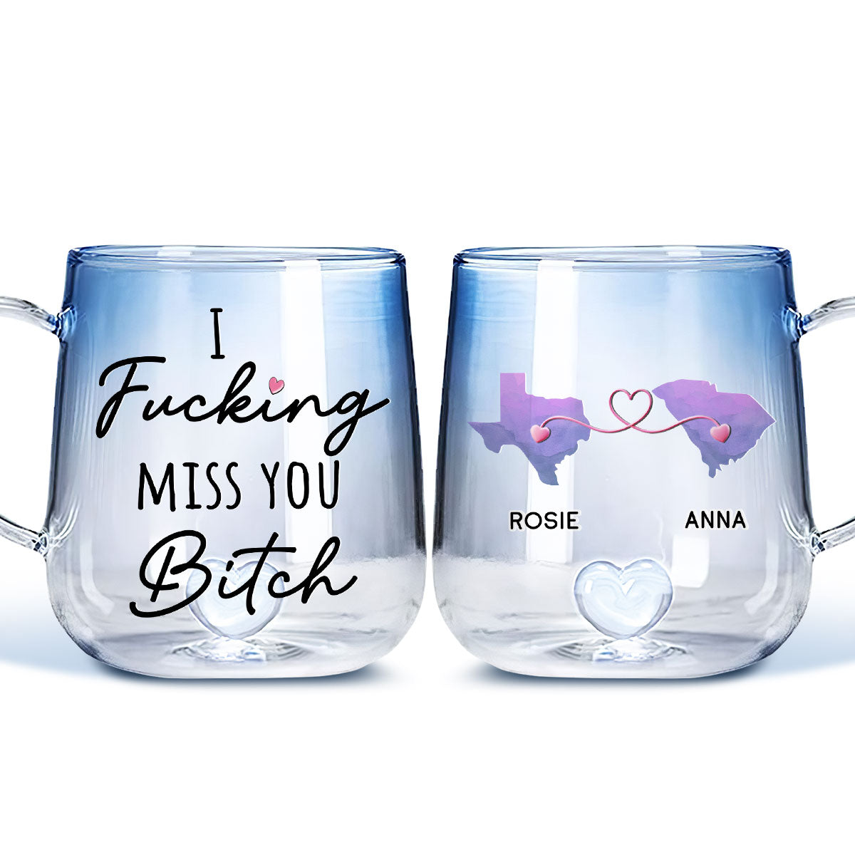 I Really Miss You Besties - Personalized Custom Blue Gradient Glass Mug